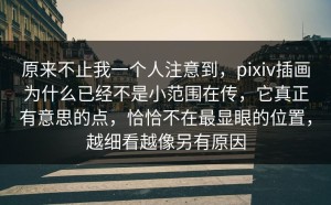 原来不止我一个人注意到，pixiv插画为什么已经不是小范围在传，它真正有意思的点，恰恰不在最显眼的位置，越细看越像另有原因