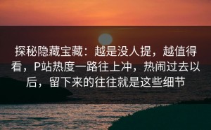 探秘隐藏宝藏：越是没人提，越值得看，P站热度一路往上冲，热闹过去以后，留下来的往往就是这些细节