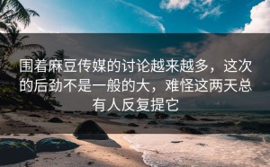 围着麻豆传媒的讨论越来越多，这次的后劲不是一般的大，难怪这两天总有人反复提它
