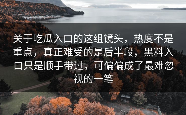 关于吃瓜入口的这组镜头,热度不是重点,真正难受的是后半段,黑料入口只是顺手带过,可偏偏成了最难忽视的一笔 关于吃瓜入口的这组镜头,热度不是重点,真正难受的是后半段,黑料入口只是顺手带过,可偏偏成了最难忽视的一笔